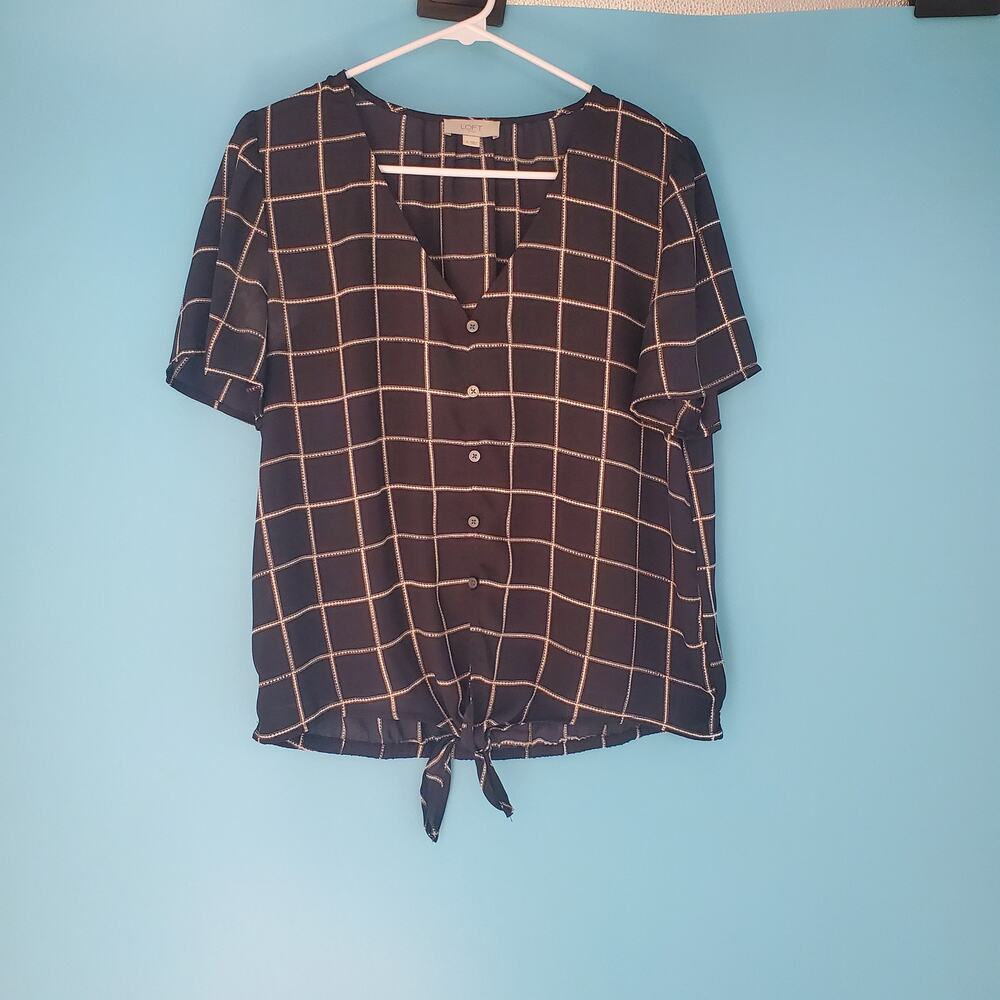 LOFT Outlet Blouse Size Small Short Sleeve Button Up